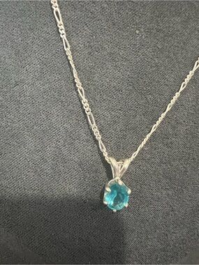 Sterling Silver Blue Teardrop Pendant Necklace